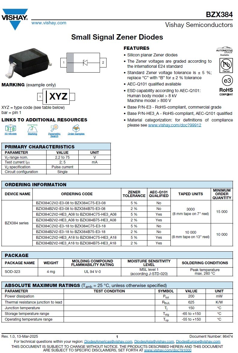 BZX384C75-E3-08 product photo 7
