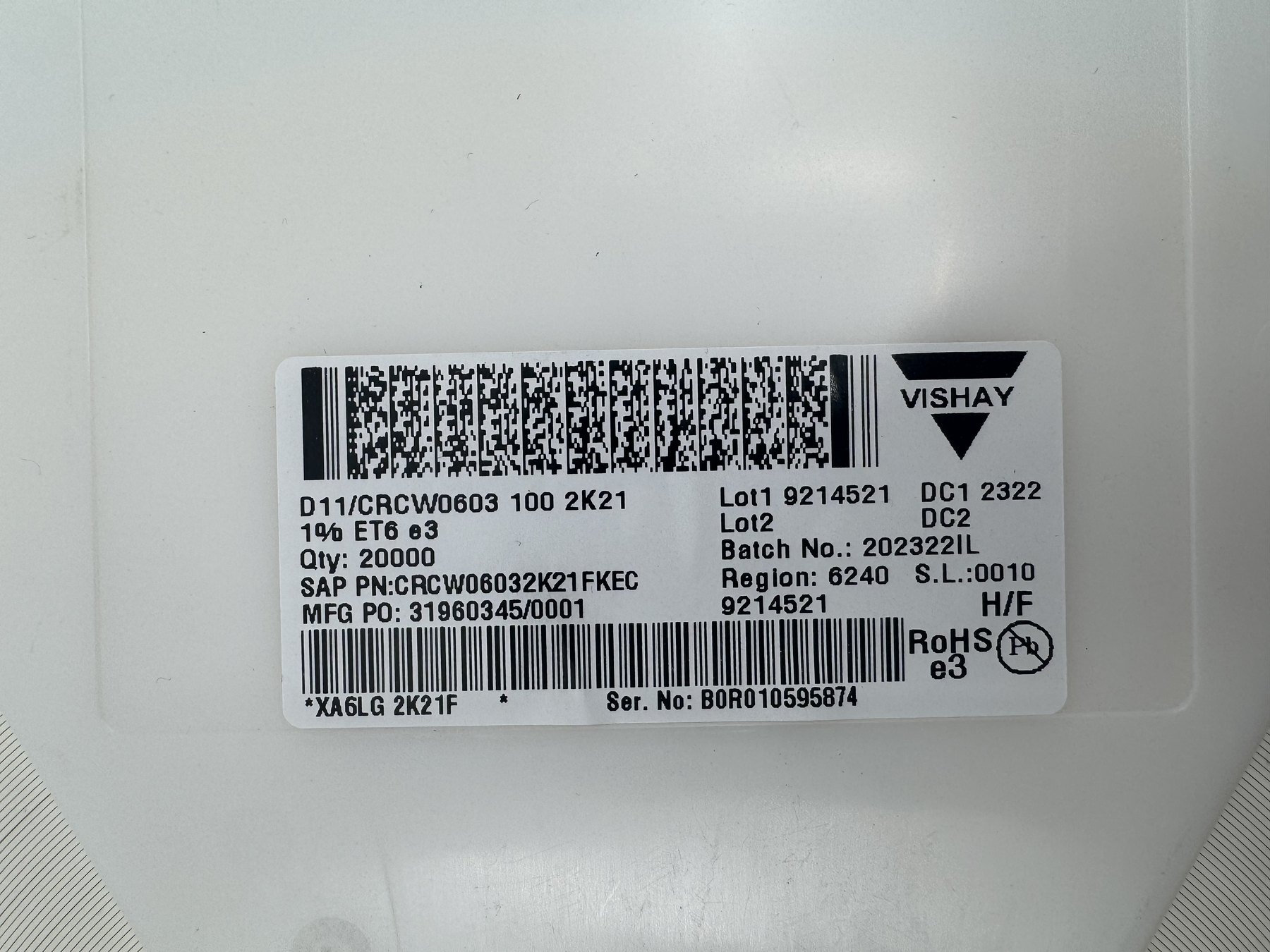 CRCW06032K21FKEC product photo 2