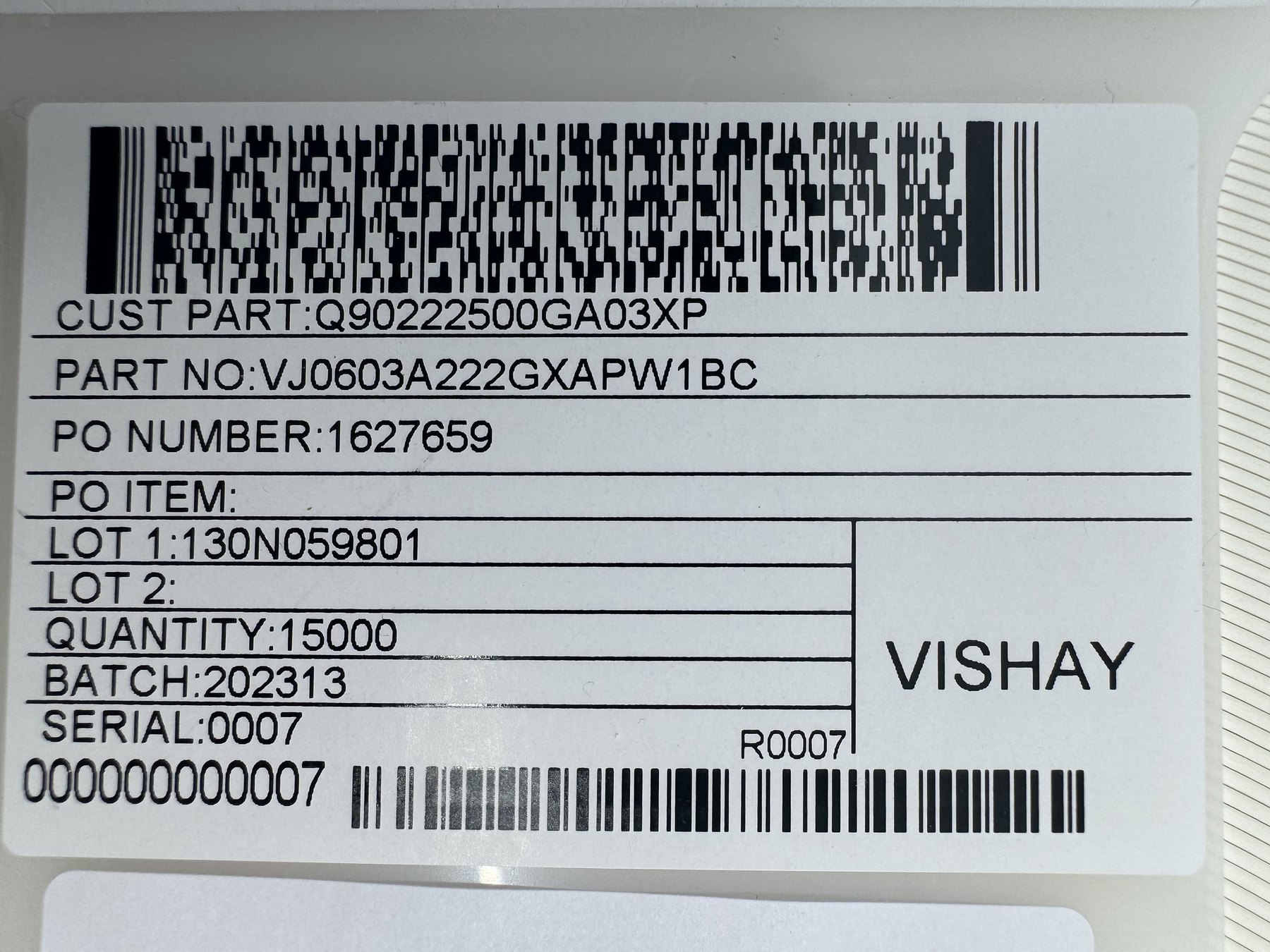 VJ0603A222GXAPW1BC product photo 2